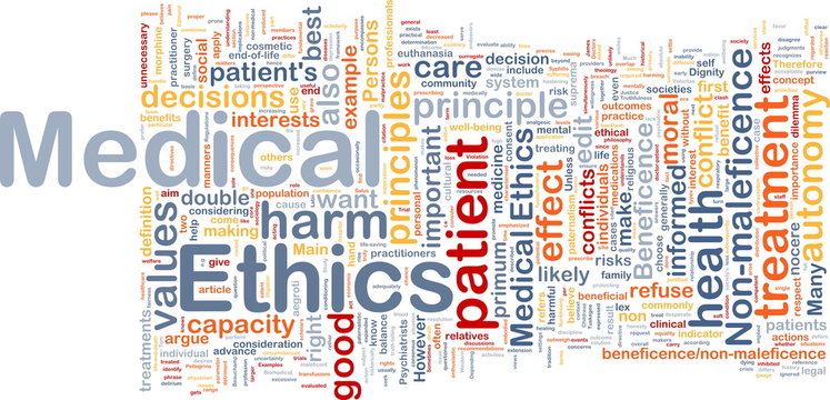 Medical ethics background concept wordcloud
