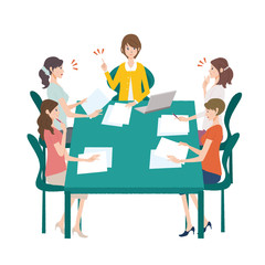 会議　ミーティング　女性