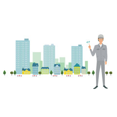 男性　作業着　作業員　イラスト