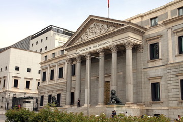Las Cortes Building facade Madrid Spain