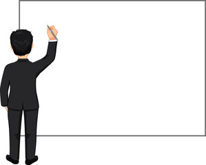 Businessman with pen and blank board