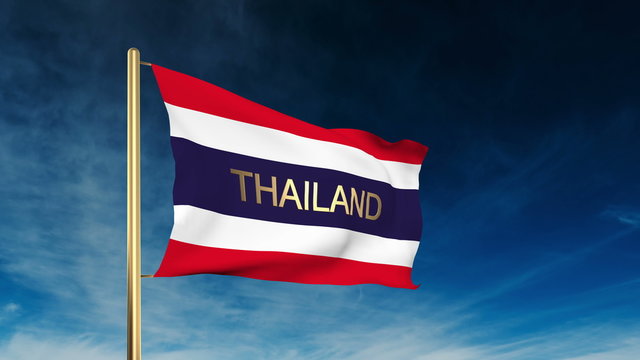 Thailand flag slider style with title. Waving in the wind with