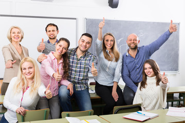 Portrait of adult students at class