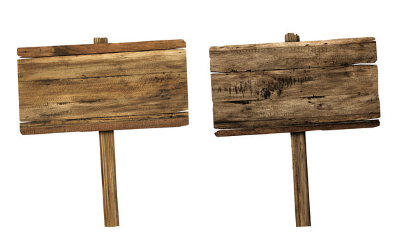 Wooden sign isolated on white. Wood old planks sign.