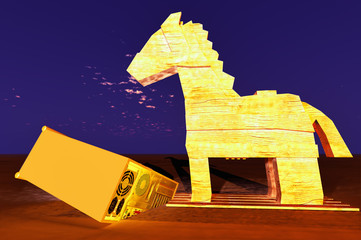 Trojan horse and computer © satori