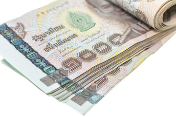 Obraz na płótnie Canvas Close up Thai money in one thousand type banknotes