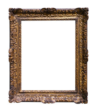 Old picture frame. Isolated over white