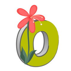 Vector O Alphabet with Flower