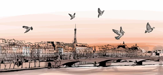 Abwaschbare Fototapete Art Studio Blick auf Paris vom &quot Pont des arts&quot 