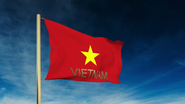 Vietnam flag slider style with title. Waving in the wind with