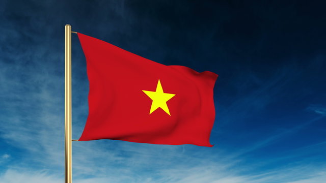 Vietnam flag slider style. Waving in the wind with cloud