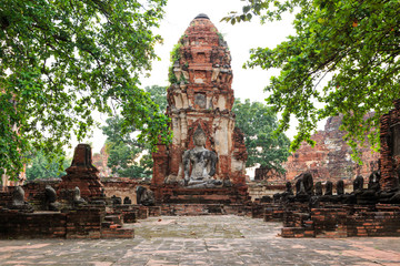 Buddha and Pagoda statue Ayutthaya-Thailand.