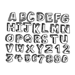 doodles font Handwritten in 3d style