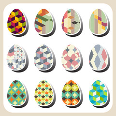 easter eggs retro pattern set