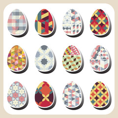 easter eggs retro pattern set
