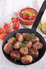pan with meatballs
