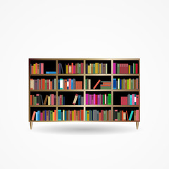 Bookcase with Books Icon Vector Illustration