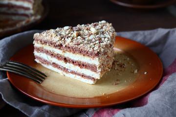 Sweet piece of homemade layered cake