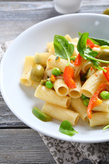 Appetizing pasta in a bowl
