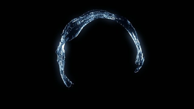 Water forming a circle on black (alpha matte, full hd, cg)