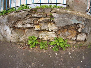 Fragment of old stone wall