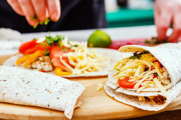 chef making tortilla