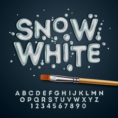 Snow white alphabet and numbers