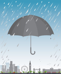 London under umbrella Travel concept Vector illustration
