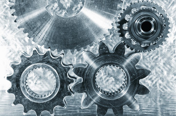 titanium and steel cogwheels, aerospace engineering