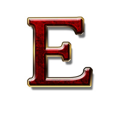Letter E - precious stone is red