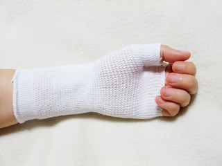 サポーターを巻いた手
