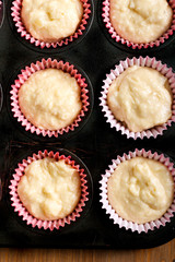 Raw pastry in paper cases