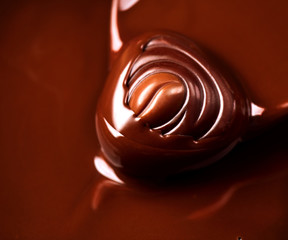 Chocolate praline. Liquid chocolate