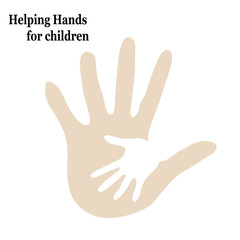 Illustration help children embrace two hands
