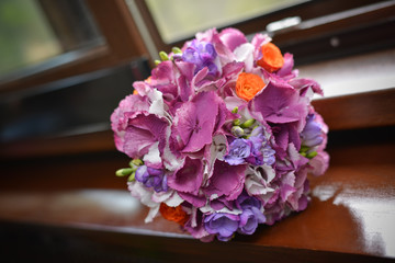 Bridal bouquet of colorful flowers