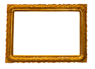 vintage gold frame, isolated on white