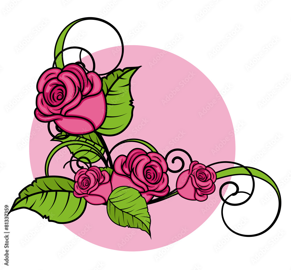 Wall mural Valentine Roses Corner Frame