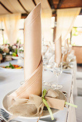 Beautiful table set for wedding party