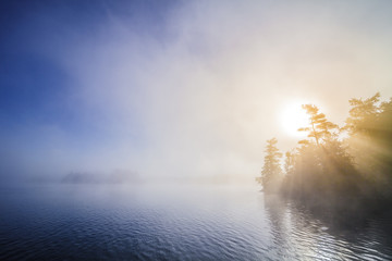 Calm Foggy Lake in the Morning