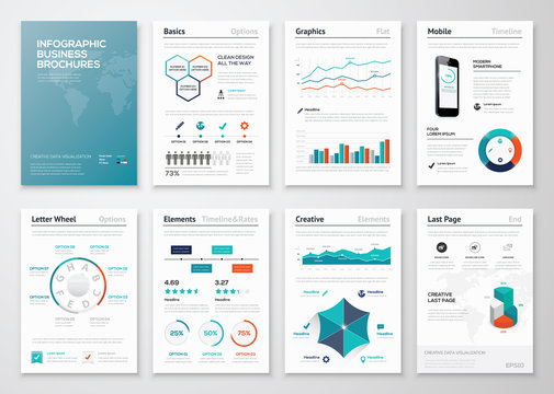 Infographic corporate brochures for business data visualization