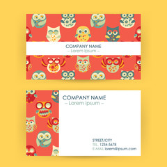 Fototapeta na wymiar Business Card with Owls