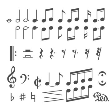Music notes and icons vector set