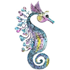 Creative Watercolor Seahorse © Kisika