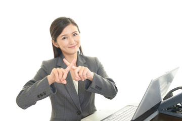 禁止の意思表示をするOL