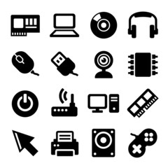 Computer Icons Set on White Background. Vector