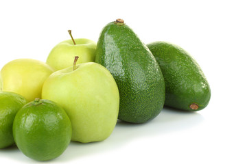 kiwi, lime, apple and avocado