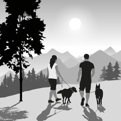 Couple with dogs