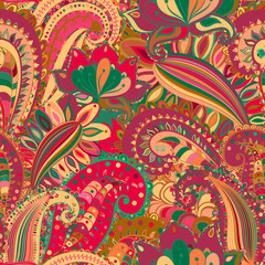 Floral motif ethnic seamless background.