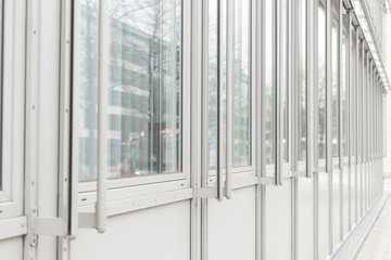 glass wall of office building