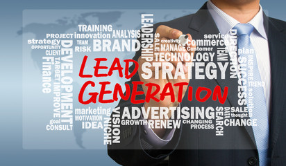 lead generation handwritten by businessman with related words cl